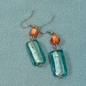 Coldwater Creek Beaded Earrings In Orange And Aqua